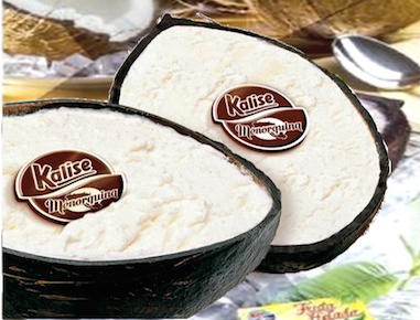 Luxury coconut Ice Cream, cool and delicious, served into real Coconut Shell. 