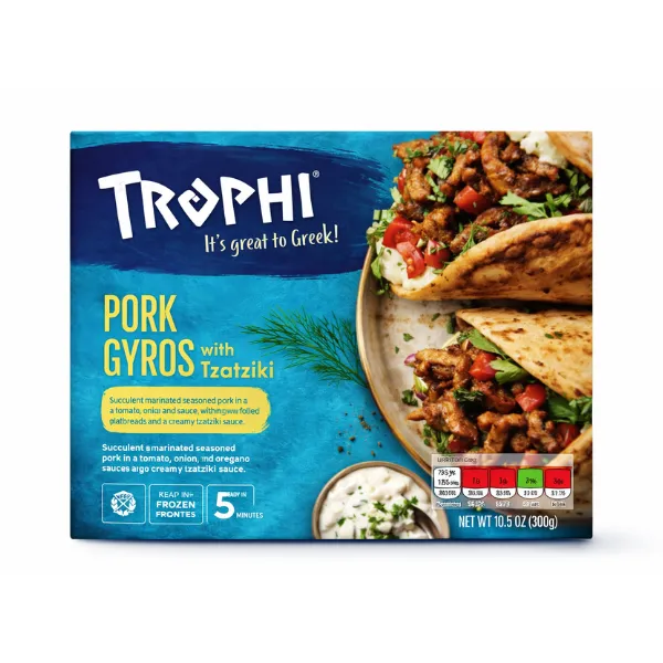 93 TROPHI Pork Gyros with Tzatziki (10.5 OZ / 300g) – Authentic Greek-Style Quick Meal - Image 1
